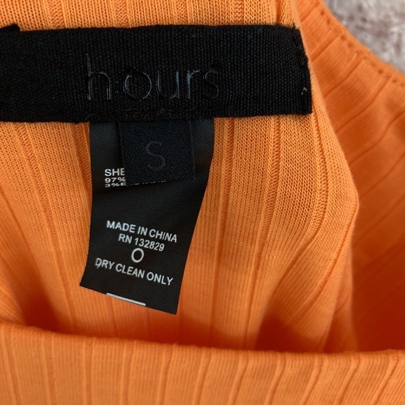 H:ours by Revolve Ribbed Orange Side Button Down Slit Bodycon Dress sz S - Picture 7 of 8